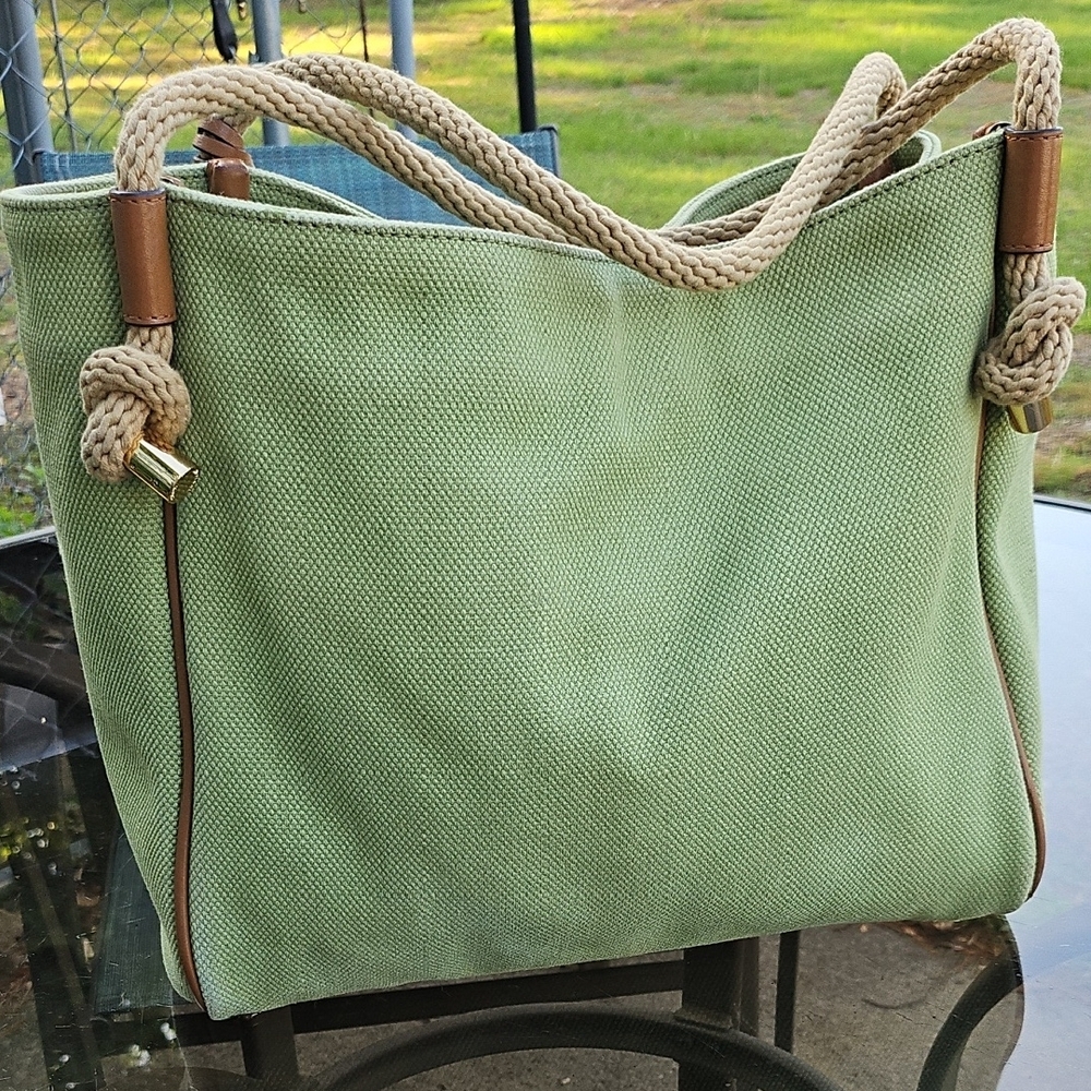 Michael Kors Collection, Green Canvas Tote Bag